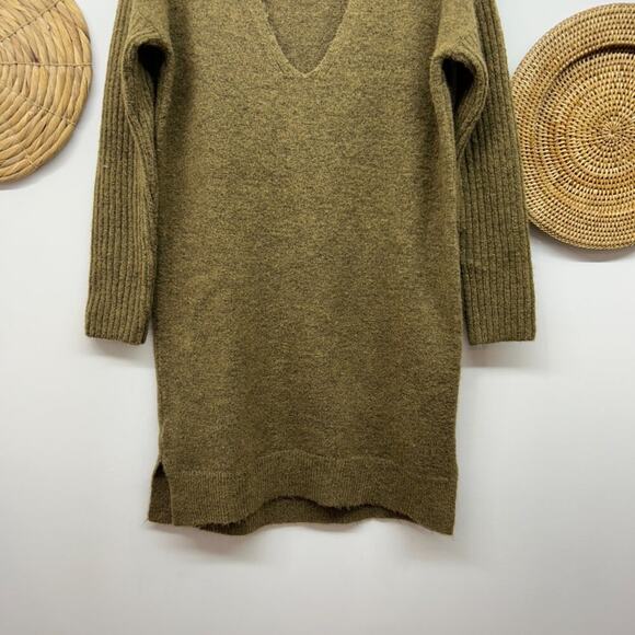 MANGO Neutral Brown Minimalist Wool Blend Long Sleeve Mini Knit Sweater Dress 6 - Picture 4 of 6